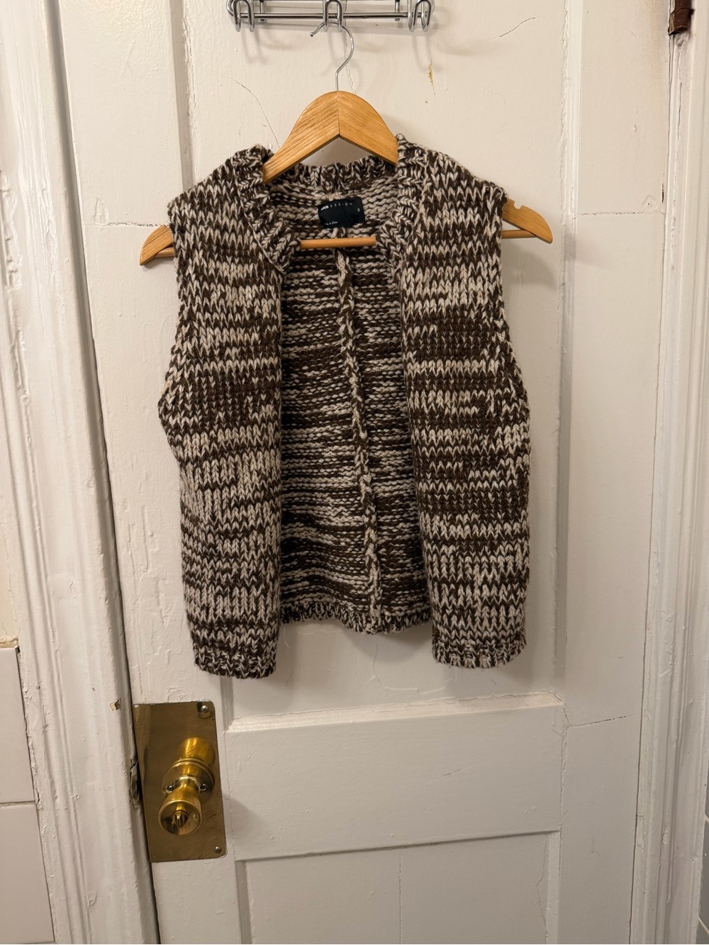 ASOS Marled Brown and Cream Sleeveless Knit Cardigan Vest